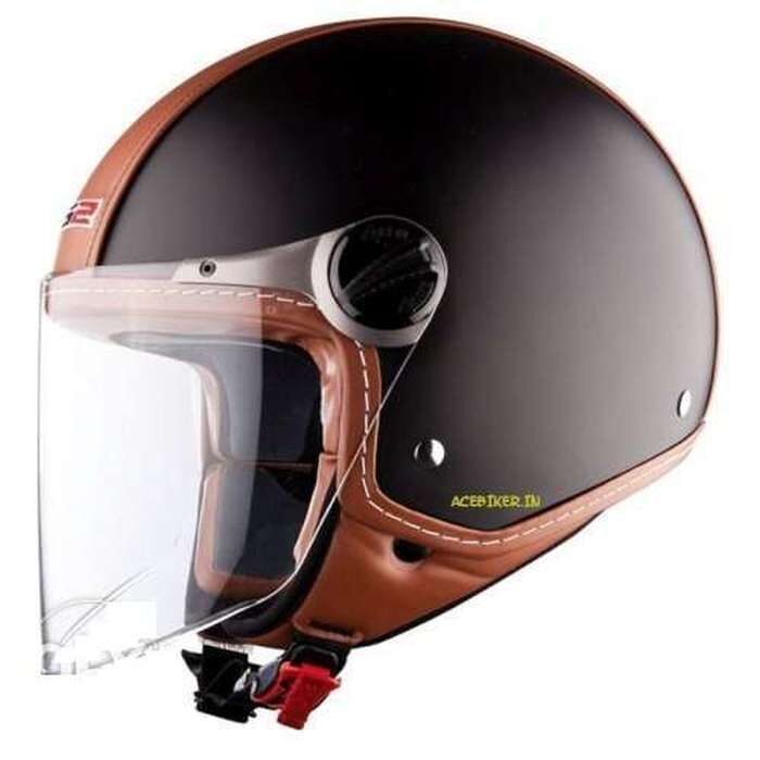 OF560 Beetle Brown Leather Half Face Helmet